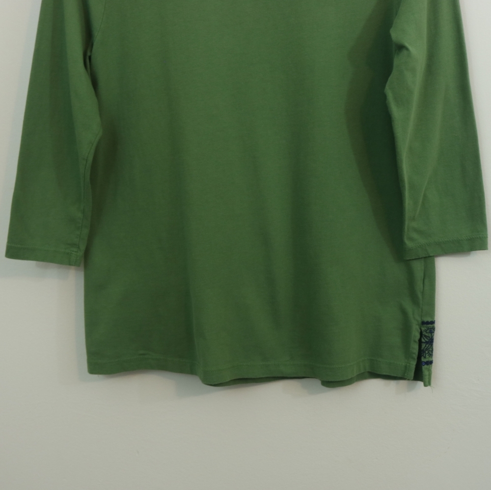 Kim Rogers Cotton Green Sequin Embroidered Top - Picture 7 of 9